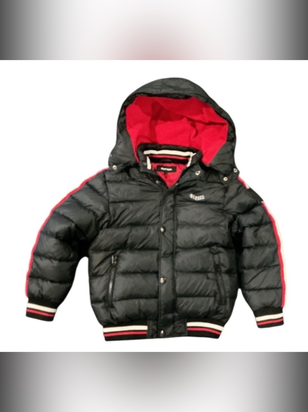 Authentic Diesel designer boys hooded puffer winter jacket coat sz 10 - Picture 2 of 8